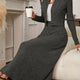 Women's ribbed cardigan and maxi skirt set with button front