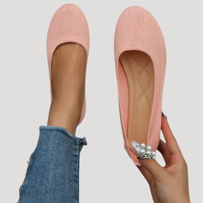 Women's knit flat shoes with rounded toes and flat soles