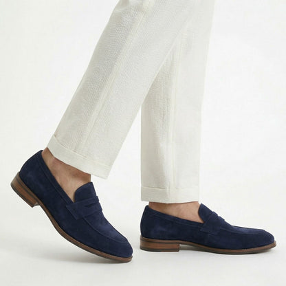 Men's classic penny loafers with textured finish, rounded toe and low heel
