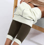 Women's full-length fleece leggings with high-rise waistband and contrasting lining