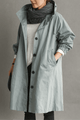 Women's hooded button-front trench coat with pockets