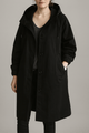 Women's hooded button-front trench coat with pockets