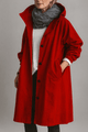 Women's hooded button-front trench coat with pockets
