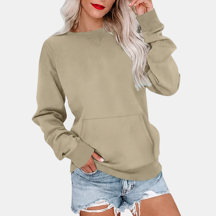 Women's oversized crew neck sweatshirt with kangaroo pocket