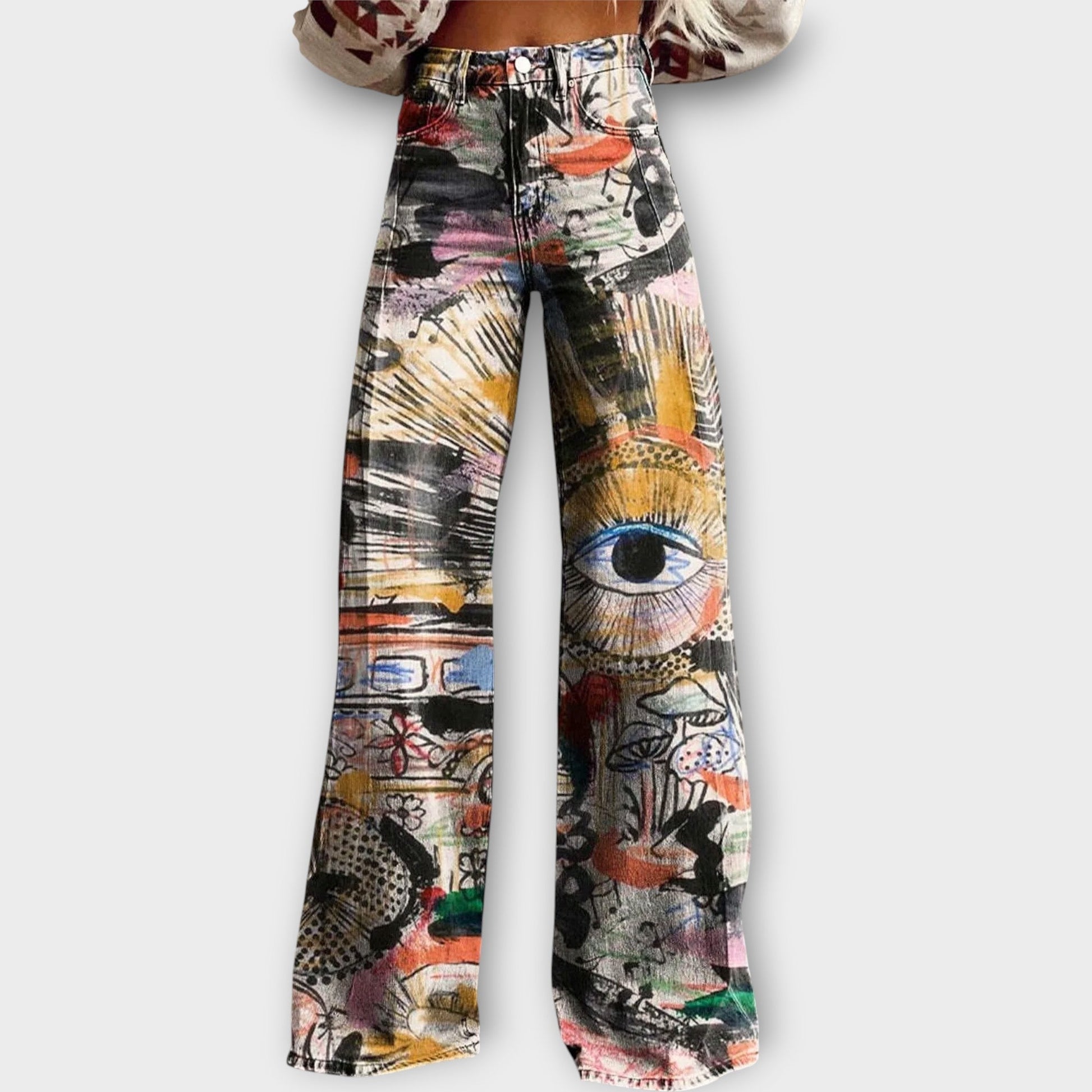 Aria Artistic Print Jeans 0