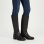 Women's knee-high boots with smooth panels, round toes and low block heels