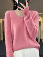 Women's plain crew neck sweater with long sleeves