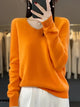 Women's plain crew neck sweater with long sleeves