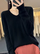 Women's plain crew neck sweater with long sleeves