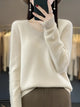 Women's plain crew neck sweater with long sleeves
