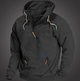 Men's quarter zip hoodie with drawstring hood and front pockets