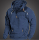 Men's quarter-zip hoodie with drawstring hood and front pocket