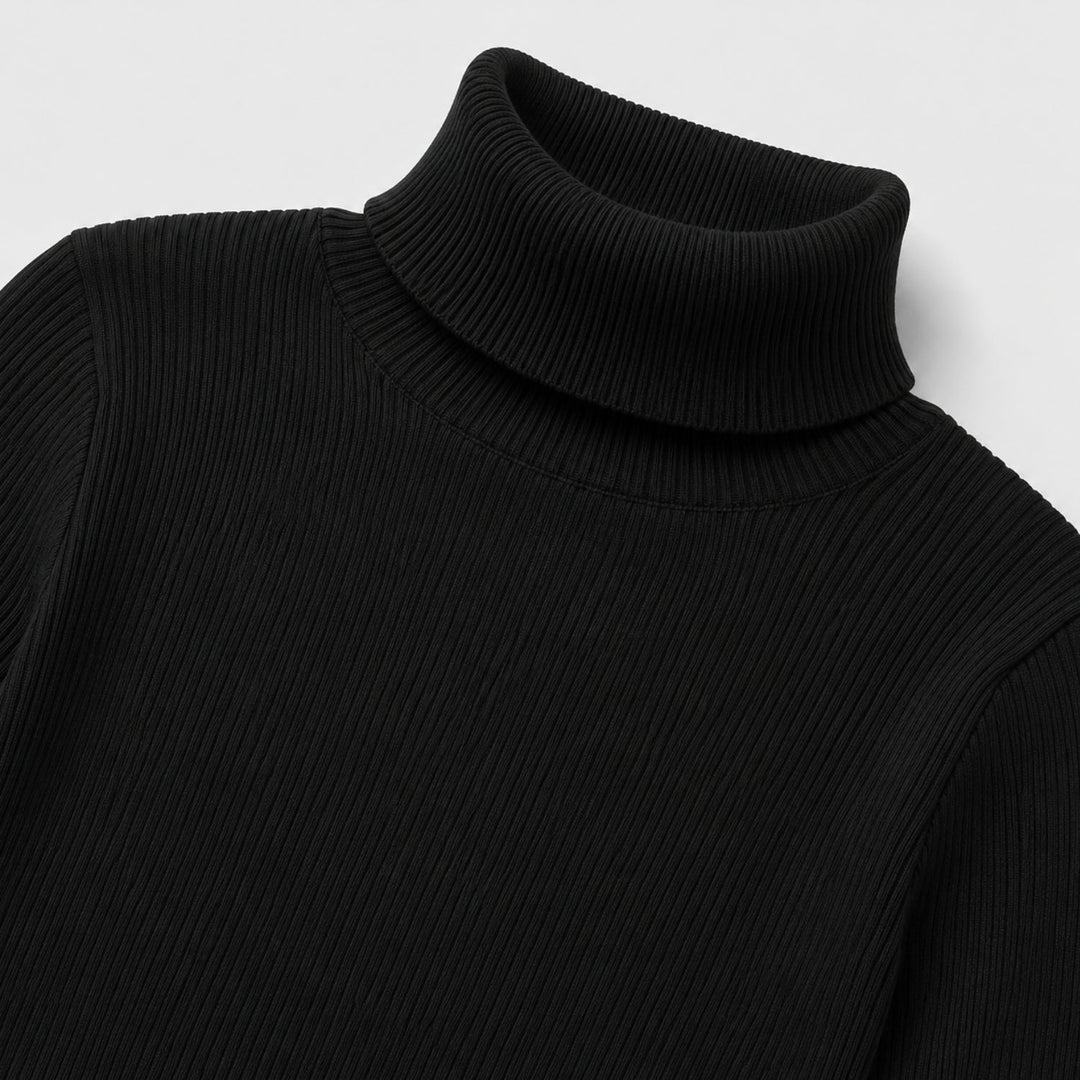 Women's ribbed turtleneck sweater with long sleeves