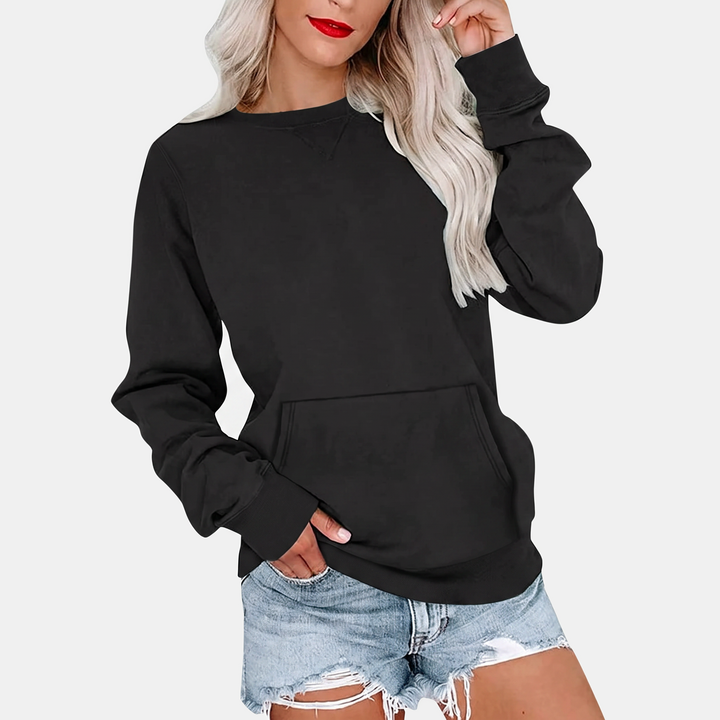 Women's oversized crew neck sweatshirt with kangaroo pocket