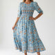 Women's Floral Print Maxi Dress — V-Neck Flowing Summer Maxi Dress