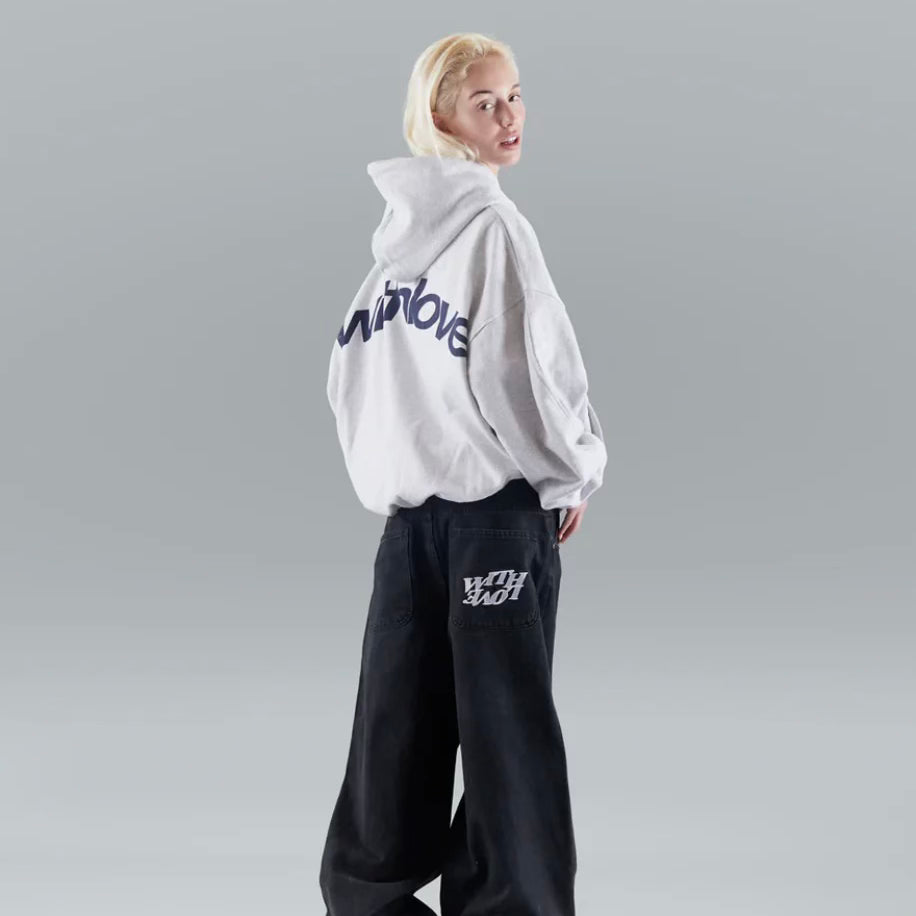 Unisex cropped hoodie with hood and large back graphic lettering