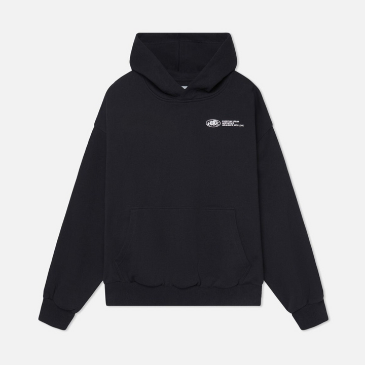 Unisex cropped hoodie with hood and large back graphic lettering