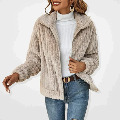 Women's textured hooded fleece jacket with full zip