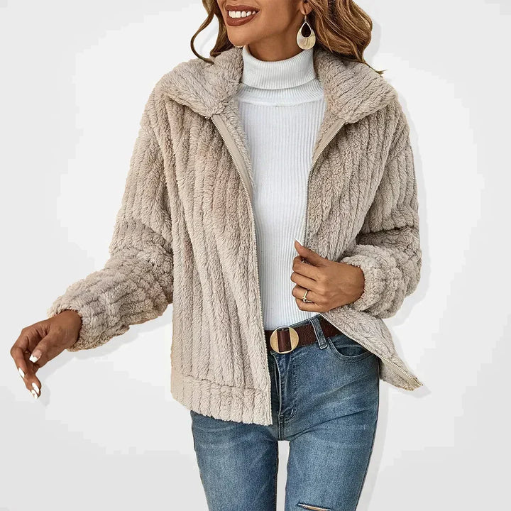 Women's textured hooded fleece jacket with full zip