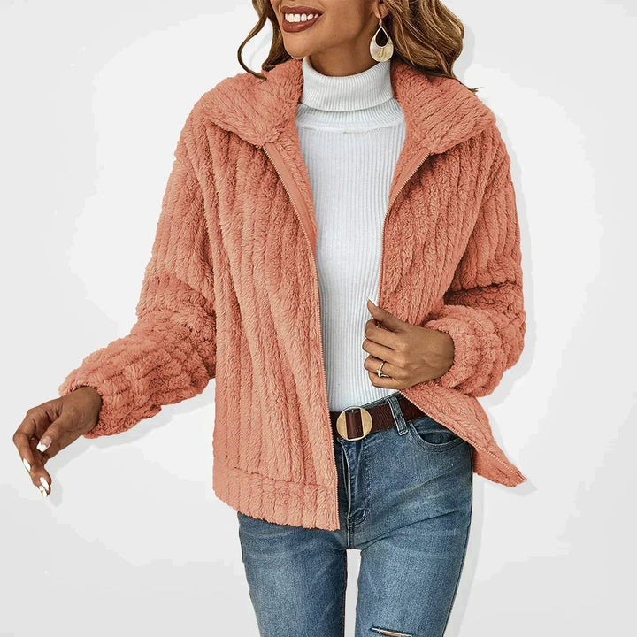 Women's textured hooded fleece jacket with full zip