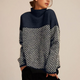 Women's herringbone turtleneck sweater with long sleeves