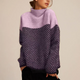Women's herringbone turtleneck sweater with long sleeves