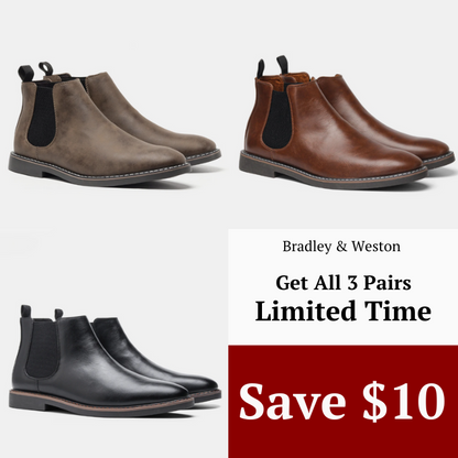 Chelsea boots with elastic side panels, pull tabs and flat soles