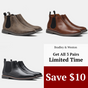 Chelsea boots with elastic side panels, pull tabs and flat soles