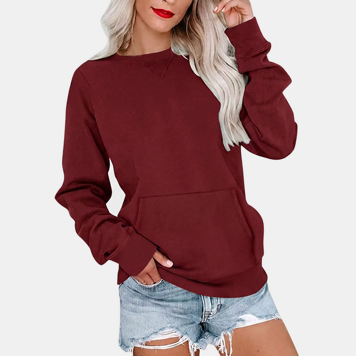 Women's oversized crew neck sweatshirt with kangaroo pocket