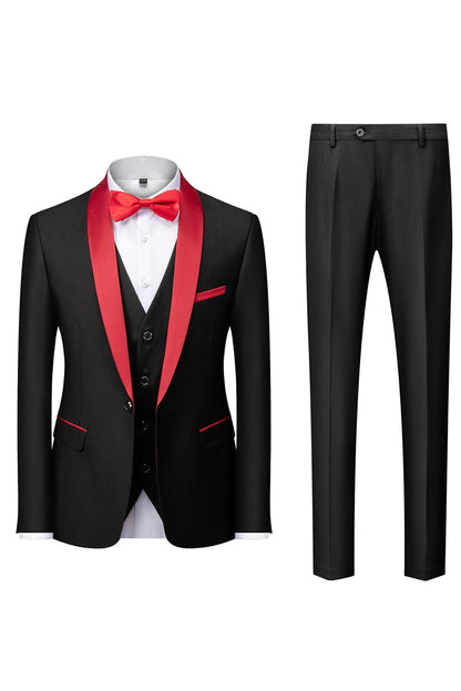 Men's three-piece suit with shawl lapel, waistcoat and trousers