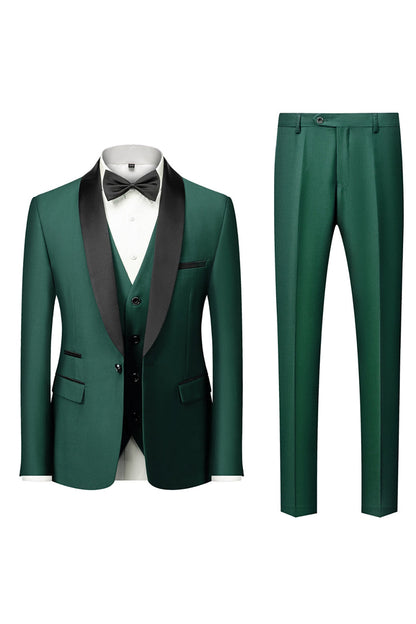 Men's three-piece suit with shawl lapel, waistcoat and trousers