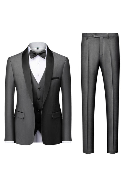 Men's three-piece suit with shawl lapel, waistcoat and trousers