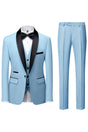 Men's three-piece suit with shawl lapel, waistcoat and trousers