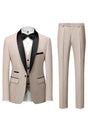 Men's three-piece suit with shawl lapel, waistcoat and trousers