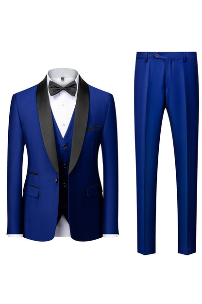 Men's three-piece suit with shawl lapel, waistcoat and trousers