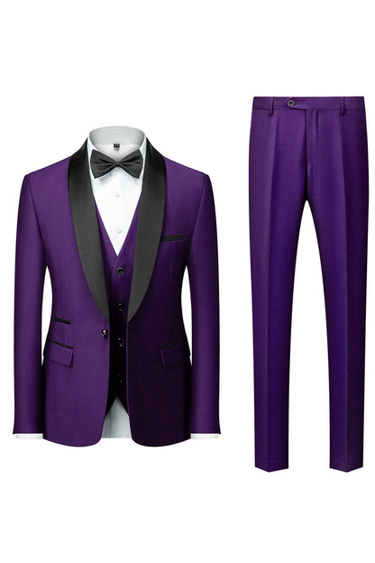 Men's three-piece suit with shawl lapel, waistcoat and trousers