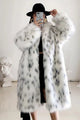 Women's long white and gray textured coat with oversized fit