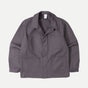 Men's gray utility jacket with pointed collar, long sleeves and four patch pockets