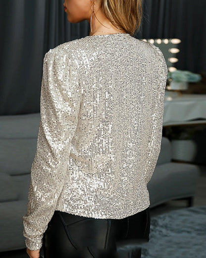 Women's Sequin Jacket – Sparkling Collared Evening & Party Jacket 4