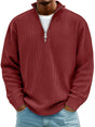 Men's ribbed half-zip sweater with high collar