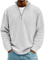 Men's ribbed quarter-zip pullover sweater with stand collar