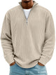 Men's ribbed half-zip sweater with stand collar