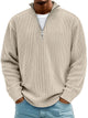 Men's ribbed half-zip sweater with high collar