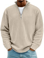 Men's ribbed half-zip sweater with high collar
