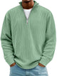 Men's ribbed quarter-zip pullover sweater with stand collar