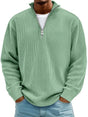 Men's ribbed half-zip sweater with high collar