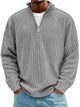 Men's ribbed half-zip sweater with high collar