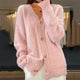 Women's textured V-neck button cardigan with long sleeves