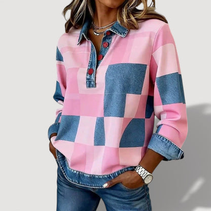 Cassandra Check Collared Top 1
