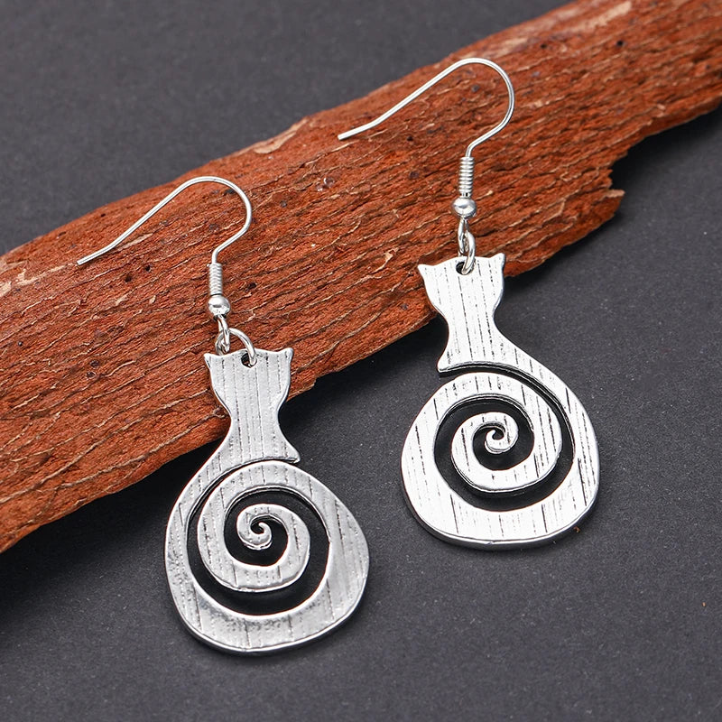 Cassandra Spiral Cat Earrings 2